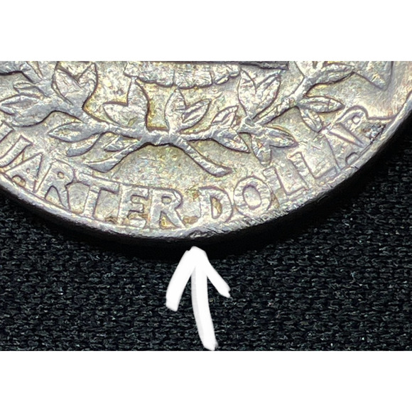 1974-D Washington Quarter Strike Error "OF" & Rim Curved Up on Reverse - Picture 3 of 16